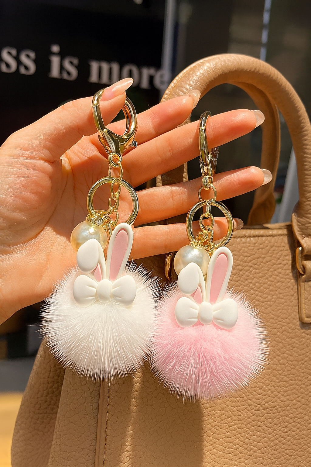 Bunny Ears Ball Keychain