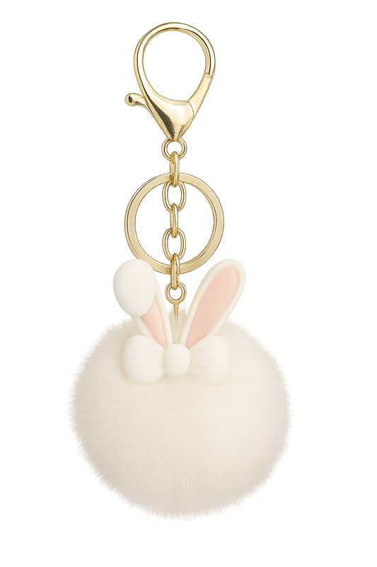 Bunny Ears Ball Keychain