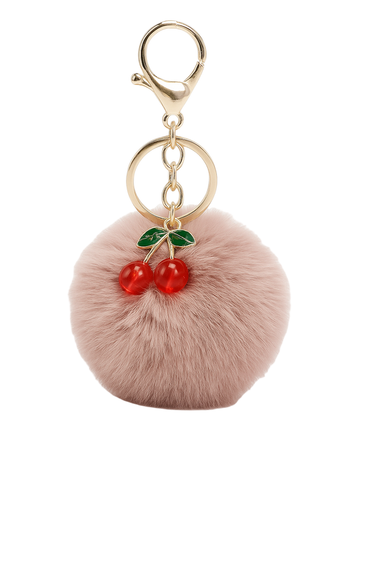 Cherry Plush Ball Keychain
