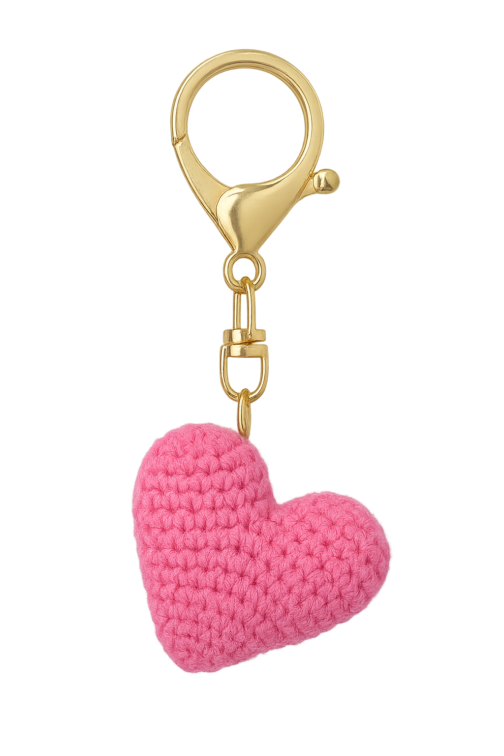 Crochet Pink Heart Keyring