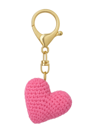 Crochet Pink Heart Keyring