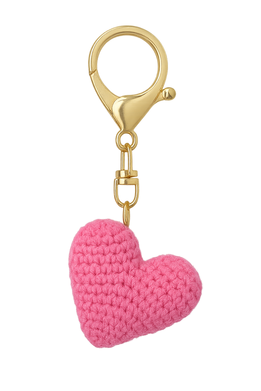 Crochet Pink Heart Keyring